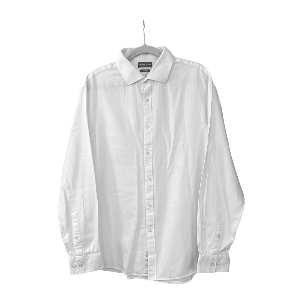 Michael Kors Preppy Basic White Slim Fit Button D… - image 1